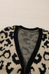 Stripe Sleeve Leopard Print Open Front Cardigan With Pockets